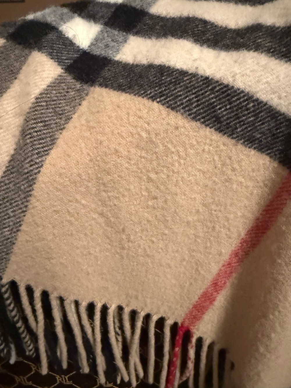 Burberry Beige, Black & Red Plaid Zip Poncho - Picture 5 of 7
